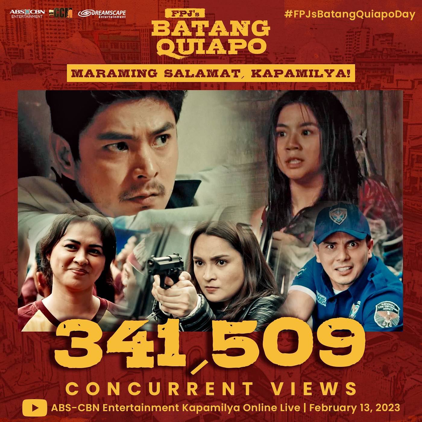 "FPJ's Batang Quiapo" pilot trends at 1, earns 341K live concurrent views